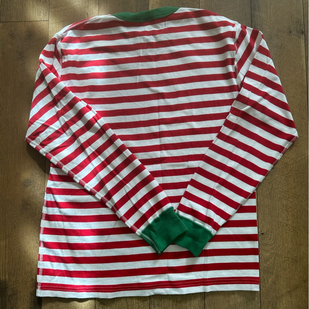 Hanna Andersson Red White Striped Organic Cotton Adult Sz XL Pajama Top NWOT - Picture 4 of 6